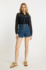 Emmie Top in Dark Navy Lace