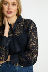Emmie Top in Dark Navy Lace