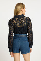 Emmie Top in Dark Navy Lace