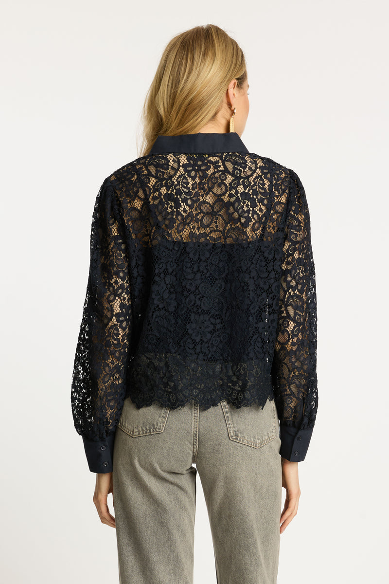 Emmie Top in Dark Navy Lace