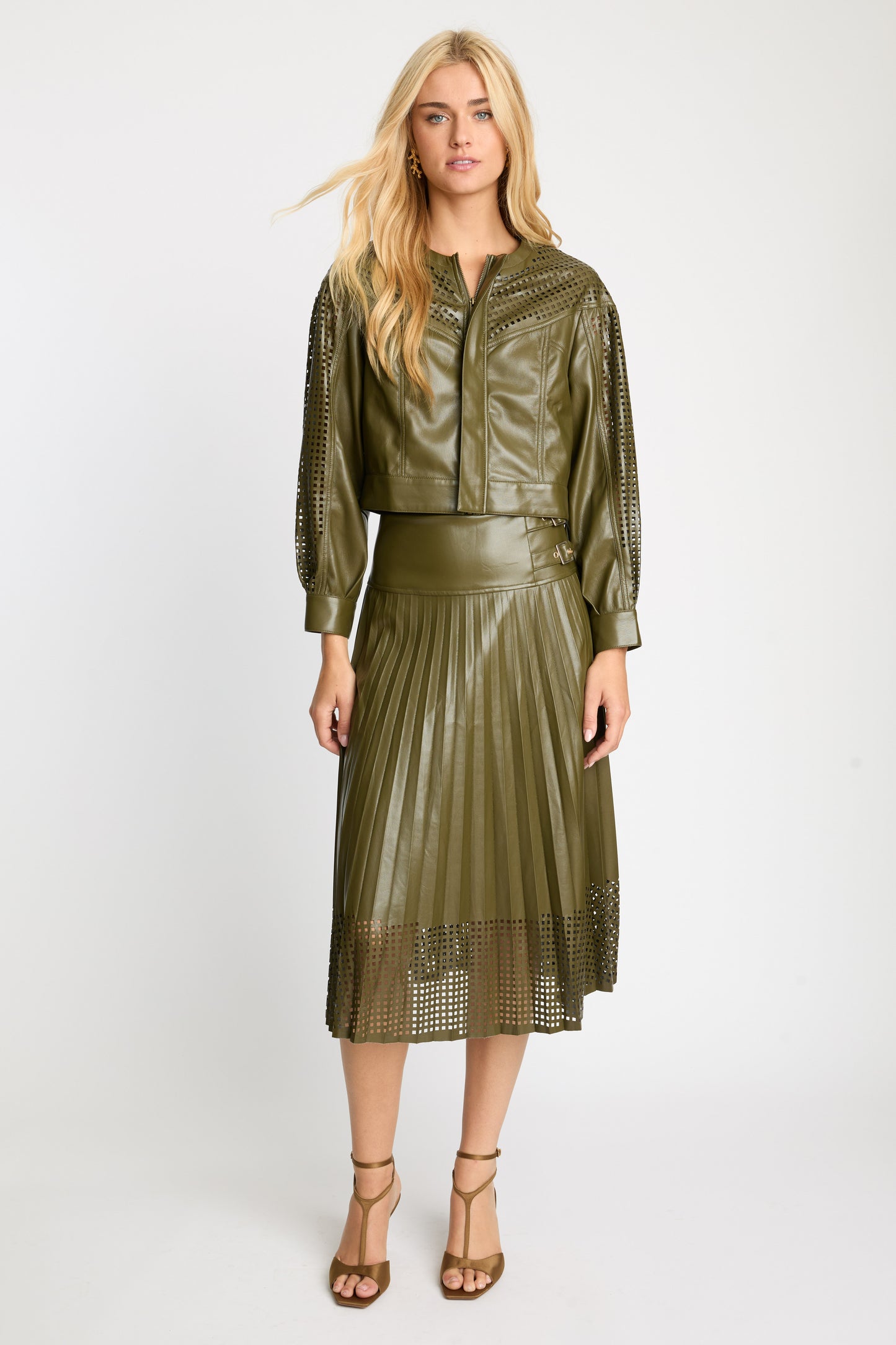 Sabrina Jacket in Loden Green Vegan Leather