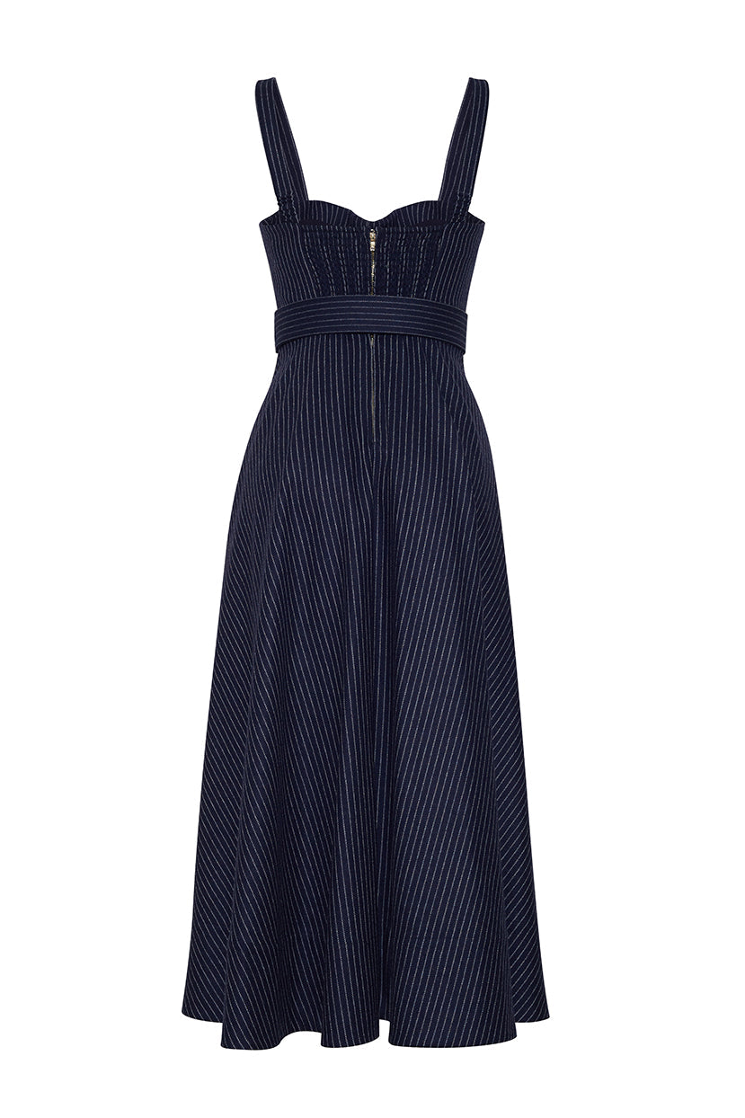 Cara Cara - Calypso Dress - Navy Chalk Stripe