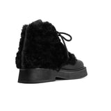 ROAM - Cloud Moto Lace-Up Boot Vegan Leather & Shearling - Black
