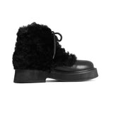 ROAM - Cloud Moto Lace-Up Boot Vegan Leather & Shearling - Black