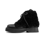ROAM - Cloud Moto Lace-Up Boot Vegan Leather & Shearling - Black