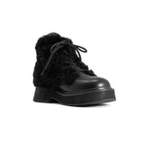 ROAM - Cloud Moto Lace-Up Boot Vegan Leather & Shearling - Black