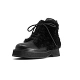 ROAM - Cloud Moto Lace-Up Boot Vegan Leather & Shearling - Black