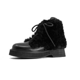ROAM - Cloud Moto Lace-Up Boot Vegan Leather & Shearling - Black