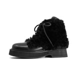 ROAM - Cloud Moto Lace-Up Boot Vegan Leather & Shearling - Black