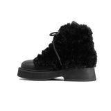 ROAM - Cloud Moto Lace-Up Boot Vegan Leather & Shearling - Black