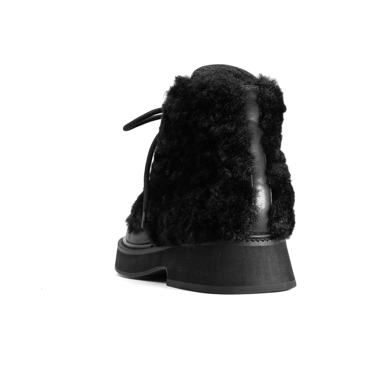 ROAM - Cloud Moto Lace-Up Boot Vegan Leather & Shearling - Black