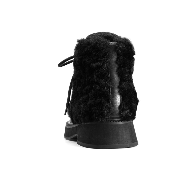 ROAM - Cloud Moto Lace-Up Boot Vegan Leather & Shearling - Black
