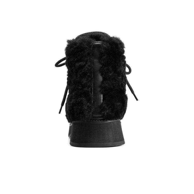 ROAM - Cloud Moto Lace-Up Boot Vegan Leather & Shearling - Black