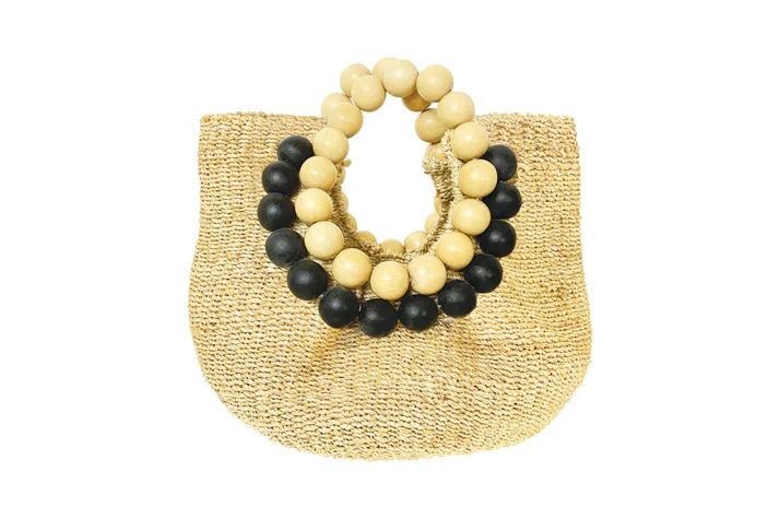 Aranaz - Cueba Beads Handbag - B&W