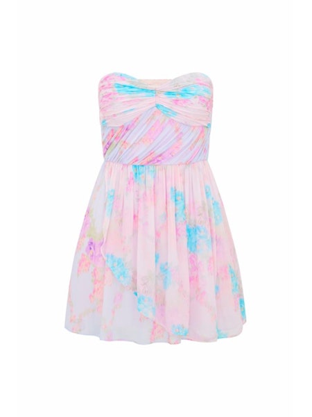 LoveShackFancy - Rayne Floral Chiffon Mini Dress - Tropic Petal Jones & Daughters LoveShackFancy - Rayne Floral Chiffon Mini Dress - Tropic Petal Jones & Daughters
