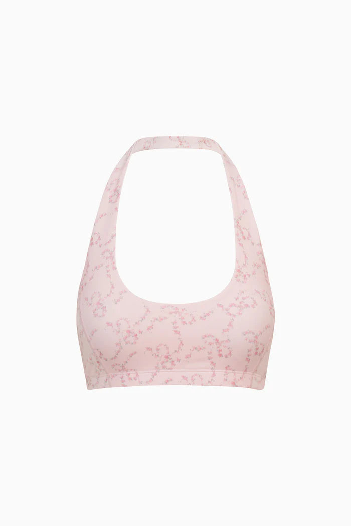 LoveShackFancy - Dierdra Floral Bow Print Active Bra - Peony Sugar