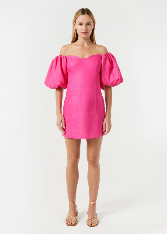 Rhode Linen Dali Dress, Hot Pink