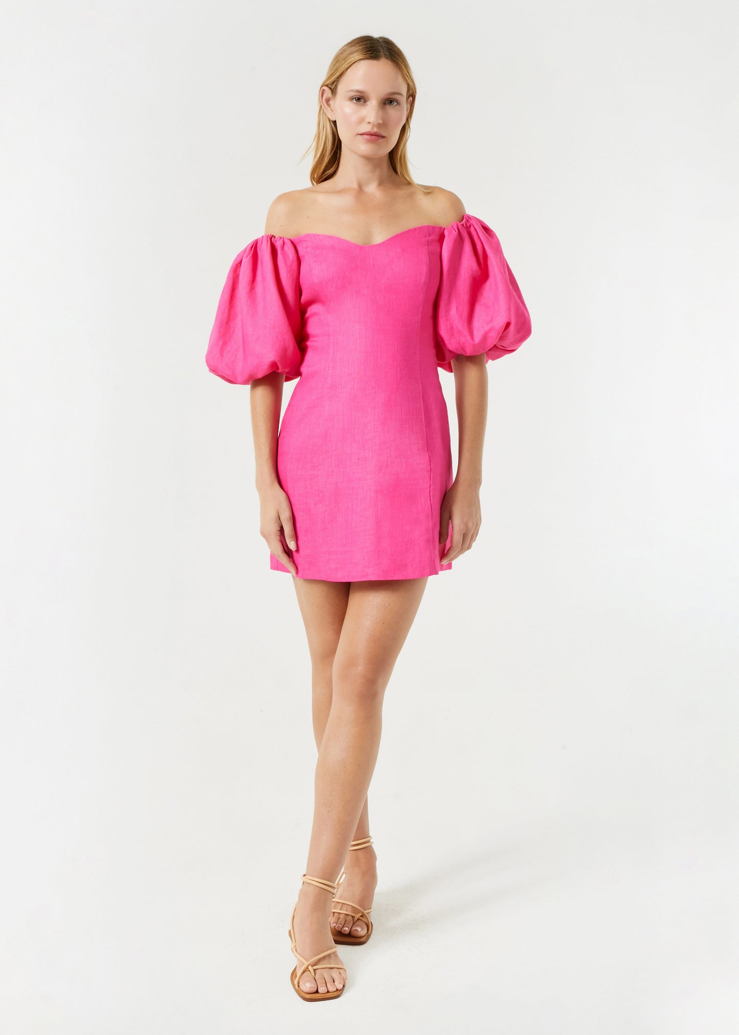 Rhode Linen Dali Dress, Hot Pink