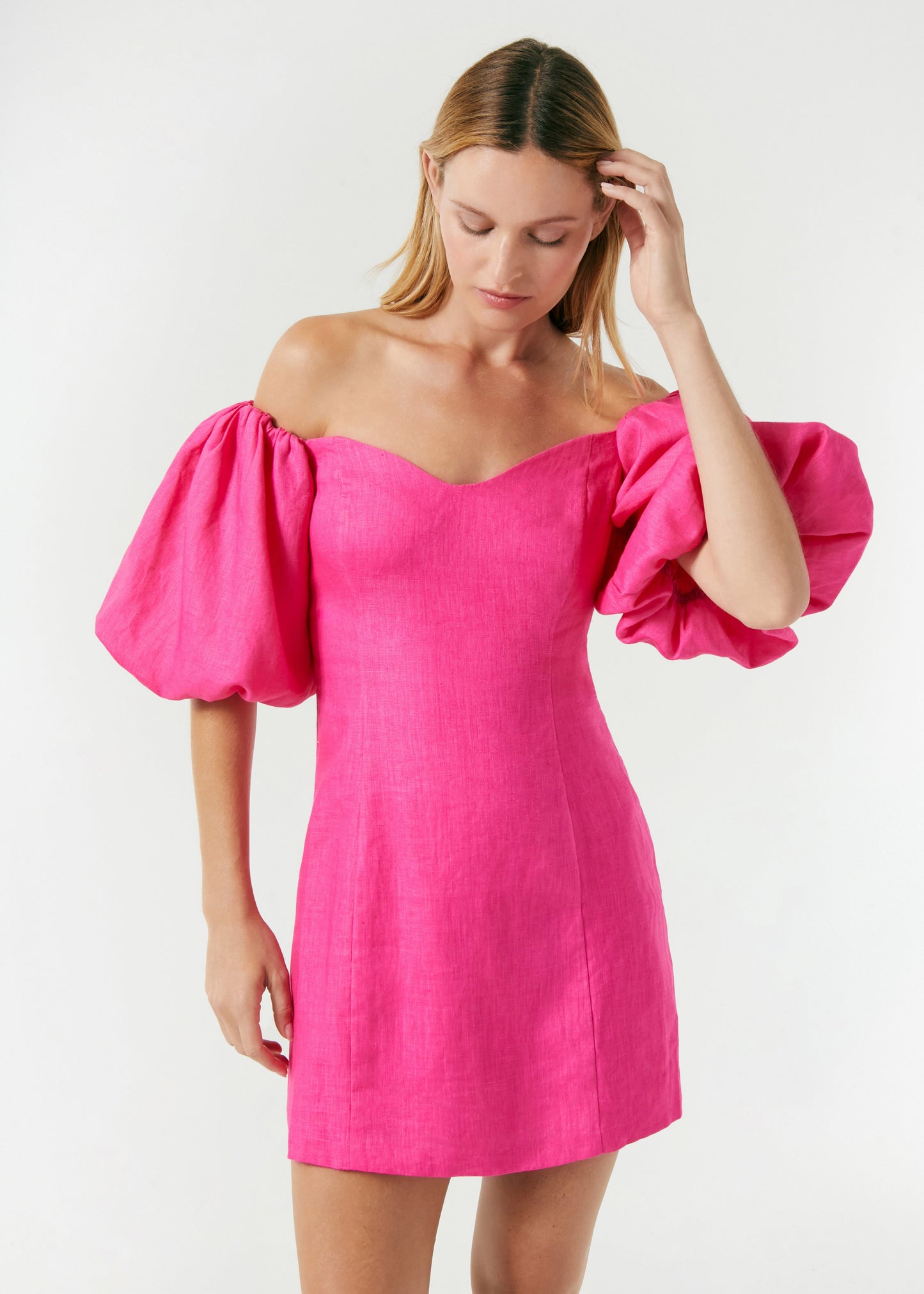 Rhode Linen Dali Dress, Hot Pink