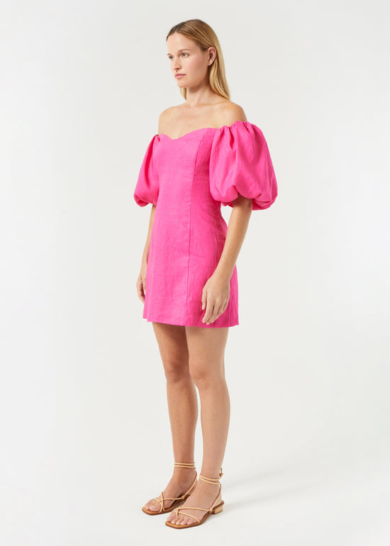 Rhode Linen Dali Dress, Hot Pink