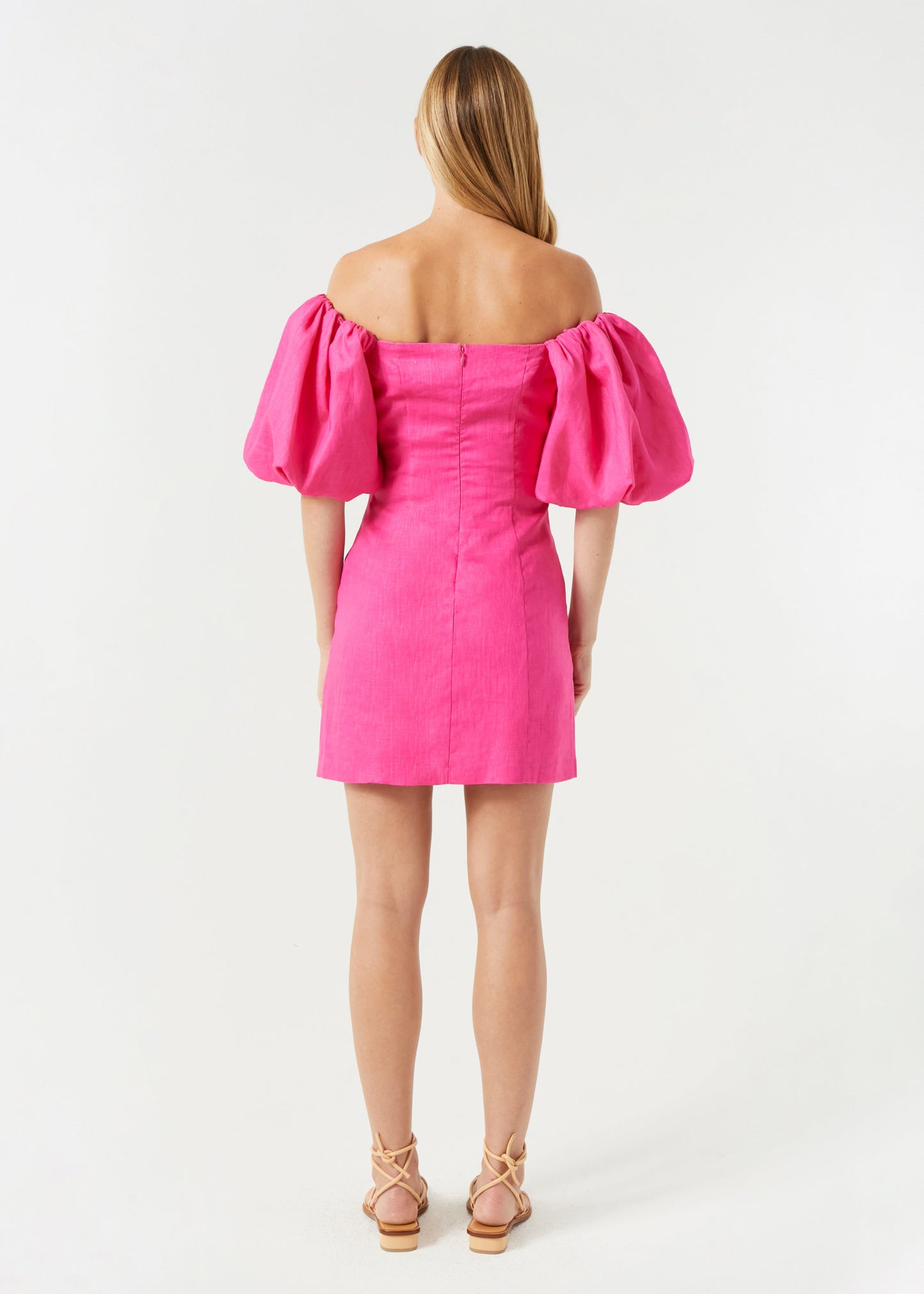 Rhode Linen Dali Dress, Hot Pink