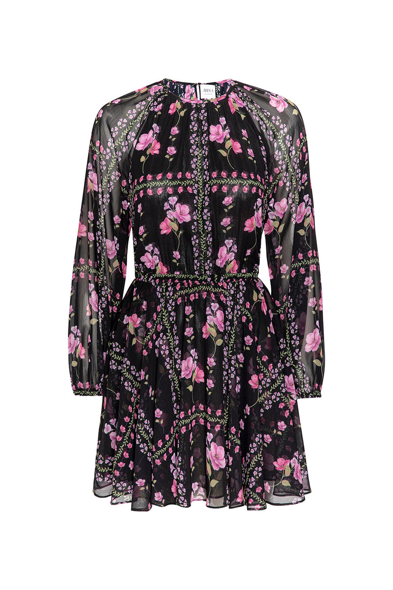 MISA Los Angeles - Anthea Dress - Midnight Lattice Chiffon