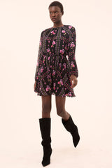 MISA Los Angeles - Anthea Dress - Midnight Lattice Chiffon