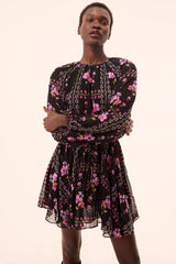 MISA Los Angeles - Anthea Dress - Midnight Lattice Chiffon