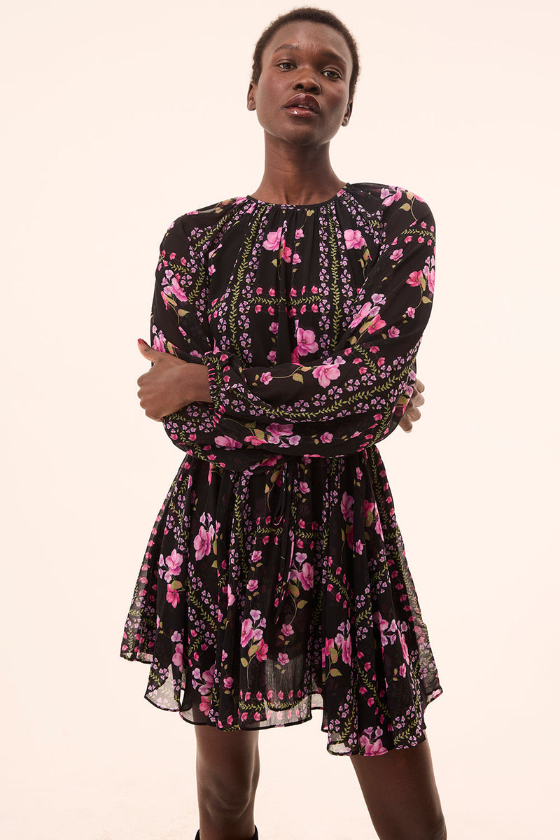 MISA Los Angeles - Anthea Dress - Midnight Lattice Chiffon