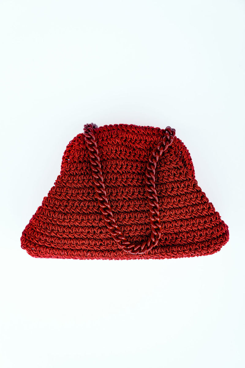 Maria La Rosa - Mini Game Clutch Crochet Metallic - Red