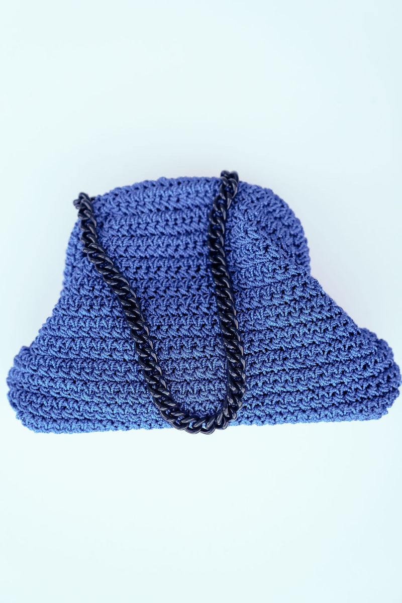 Maria La Rosa - Mini Game Clutch Crochet Metallic - Blue