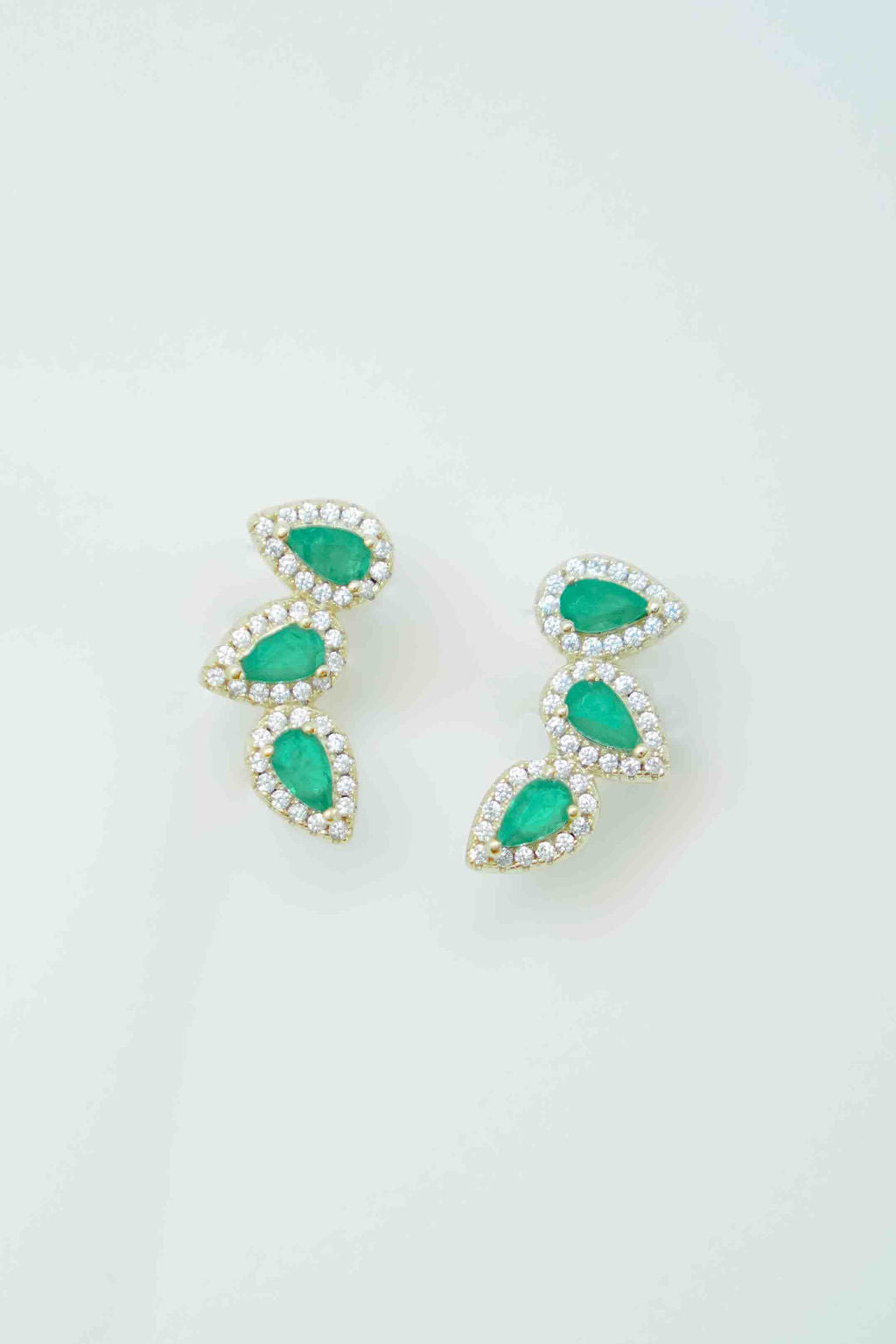 Orchard Green Tri-stone Earrings