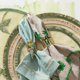 Ruffle edge straw placemats, green, set of four