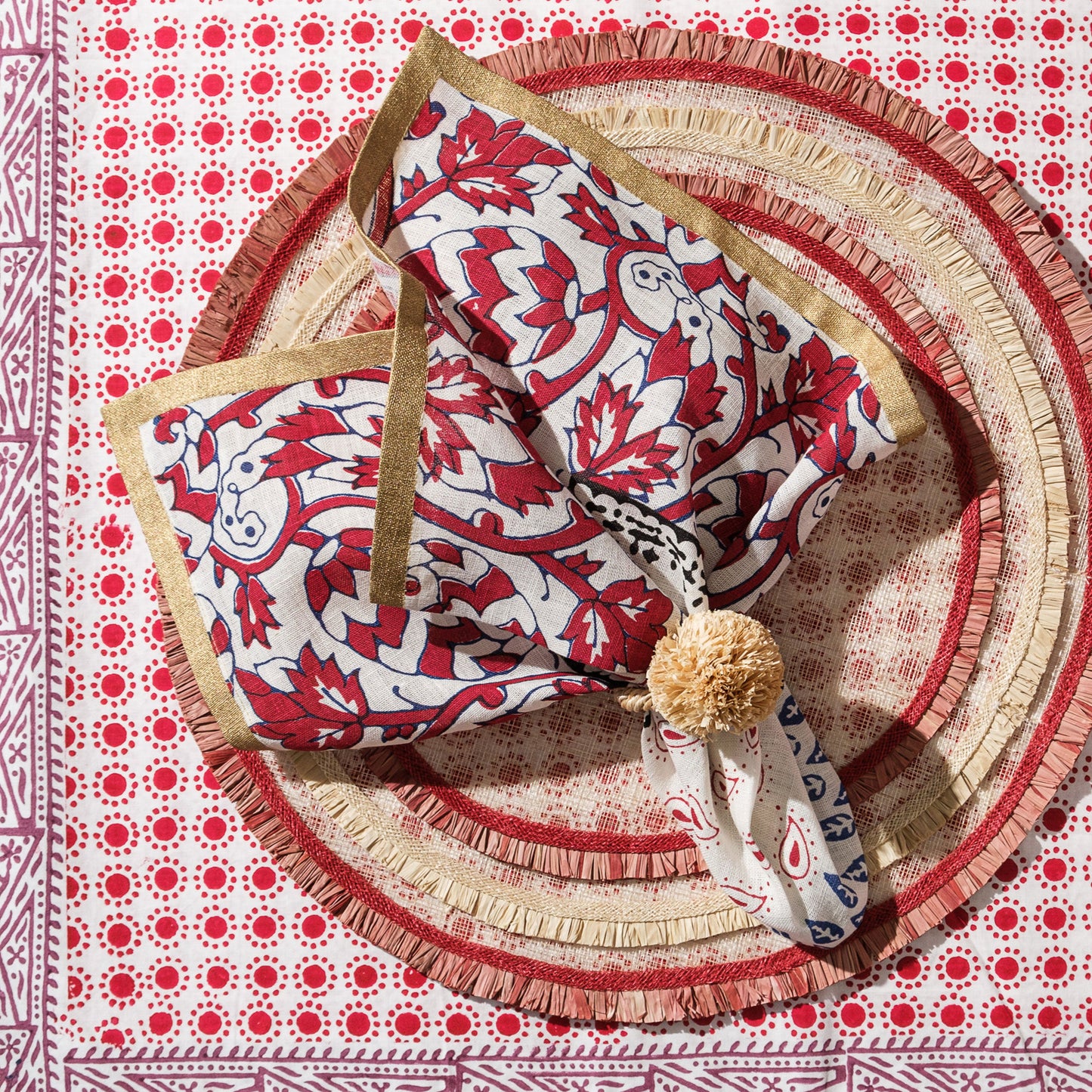 Dot Print Tablecloth - Red