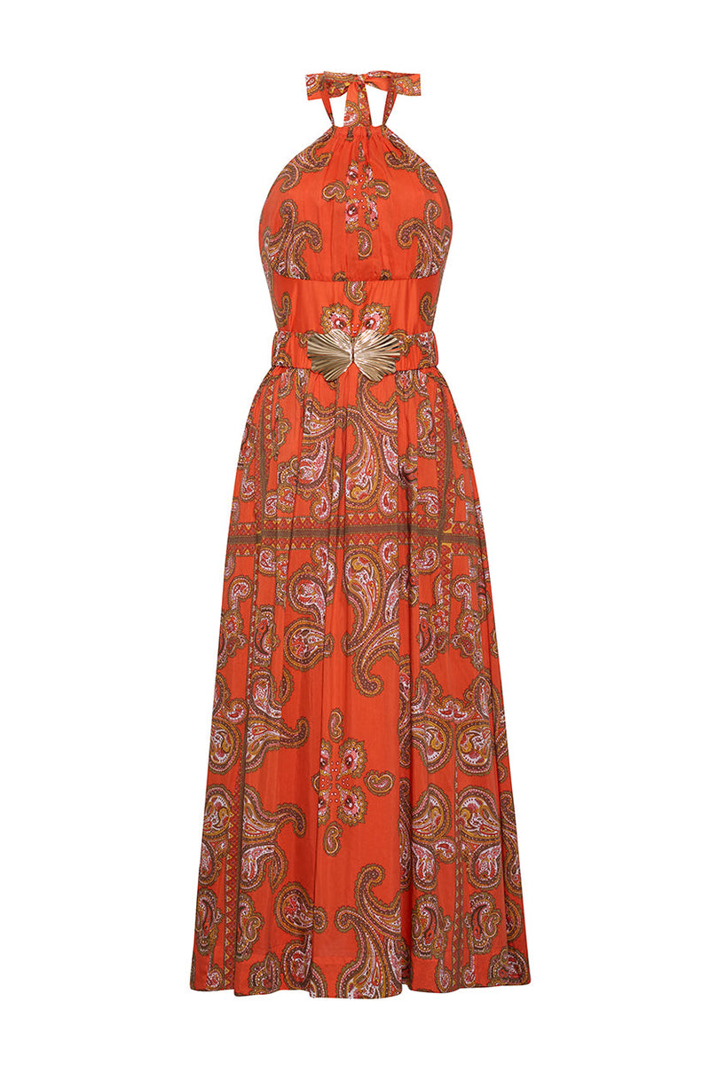Cara Cara Dena Dress in Sierra Paisley Orange - Front