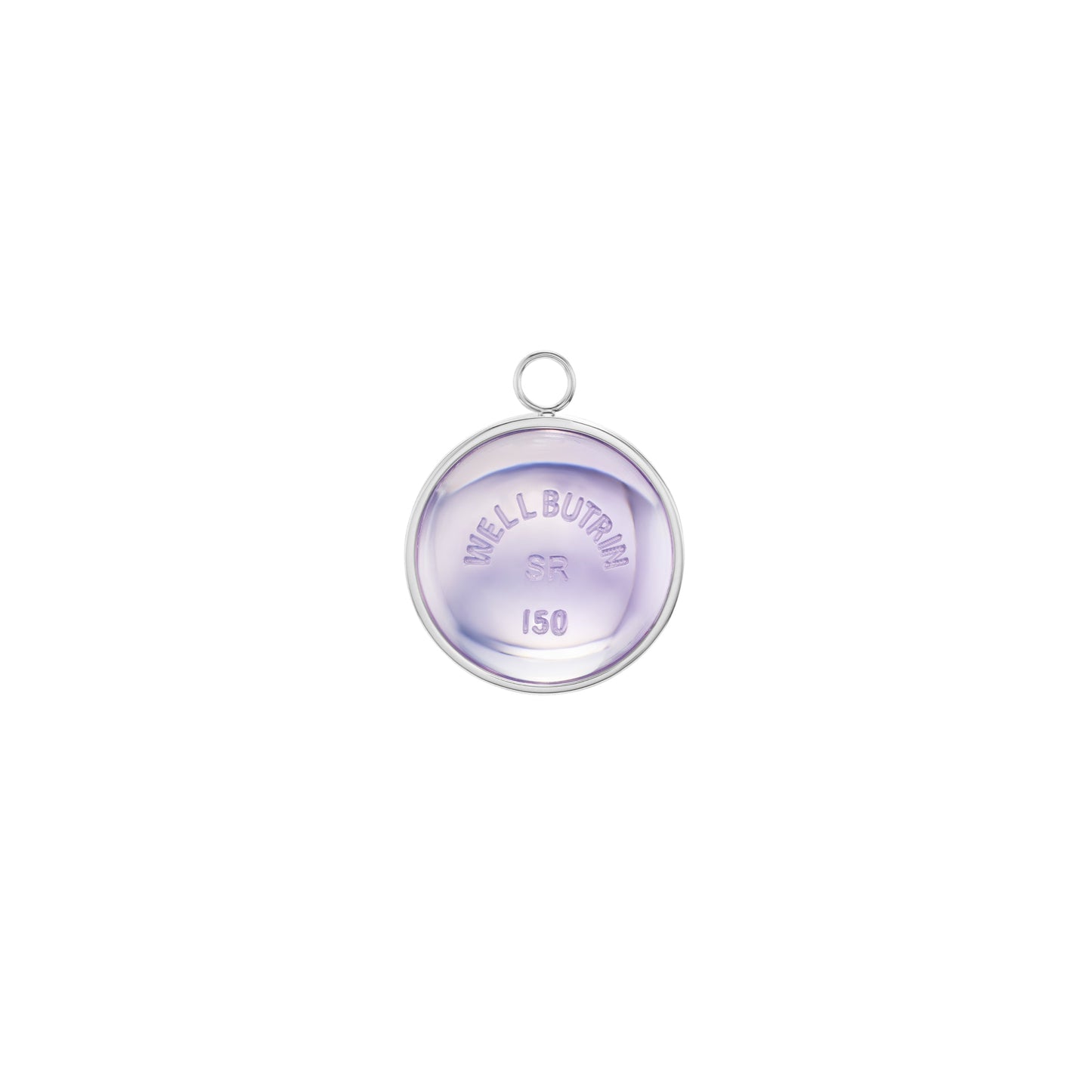Silver Domed Lavender Quartz Wellbutrin Pendant