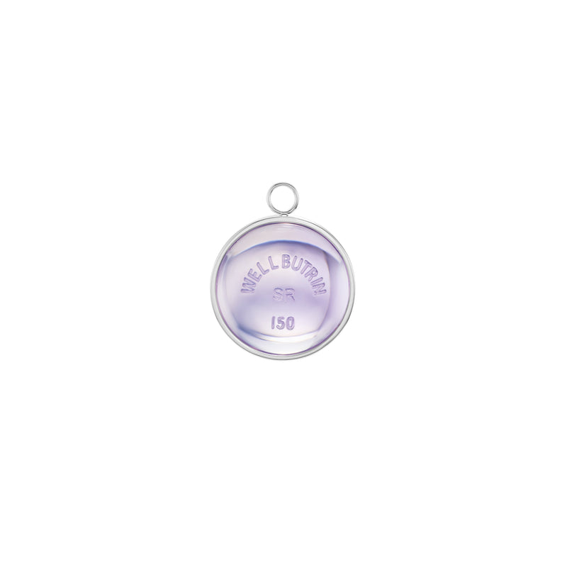 Silver Domed Lavender Quartz Wellbutrin Pendant