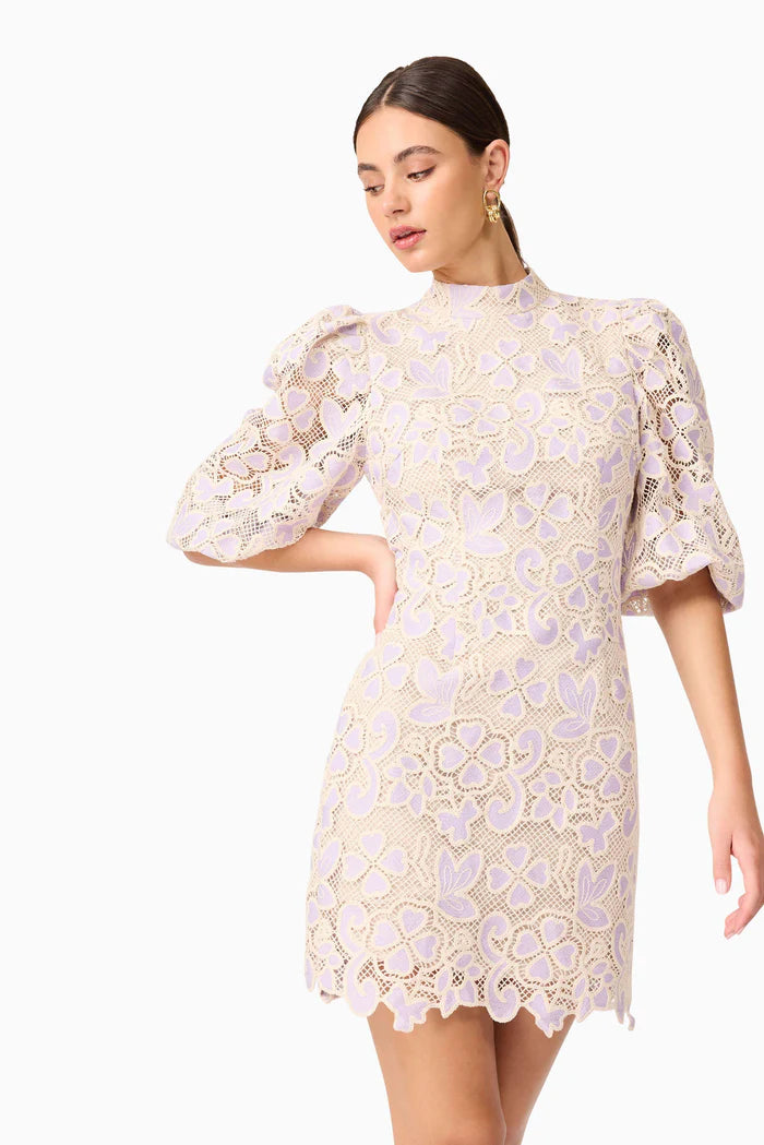 Elliatt - Jasmine Long Sleeves Mini Dress - Lilac Multi