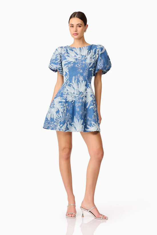 Elliatt - Anneliese A-Line Mini Dress - Blue Ivory Jones & Daughters Elliatt - Anneliese A-Line Mini Dress - Blue Ivory Jones & Daughters