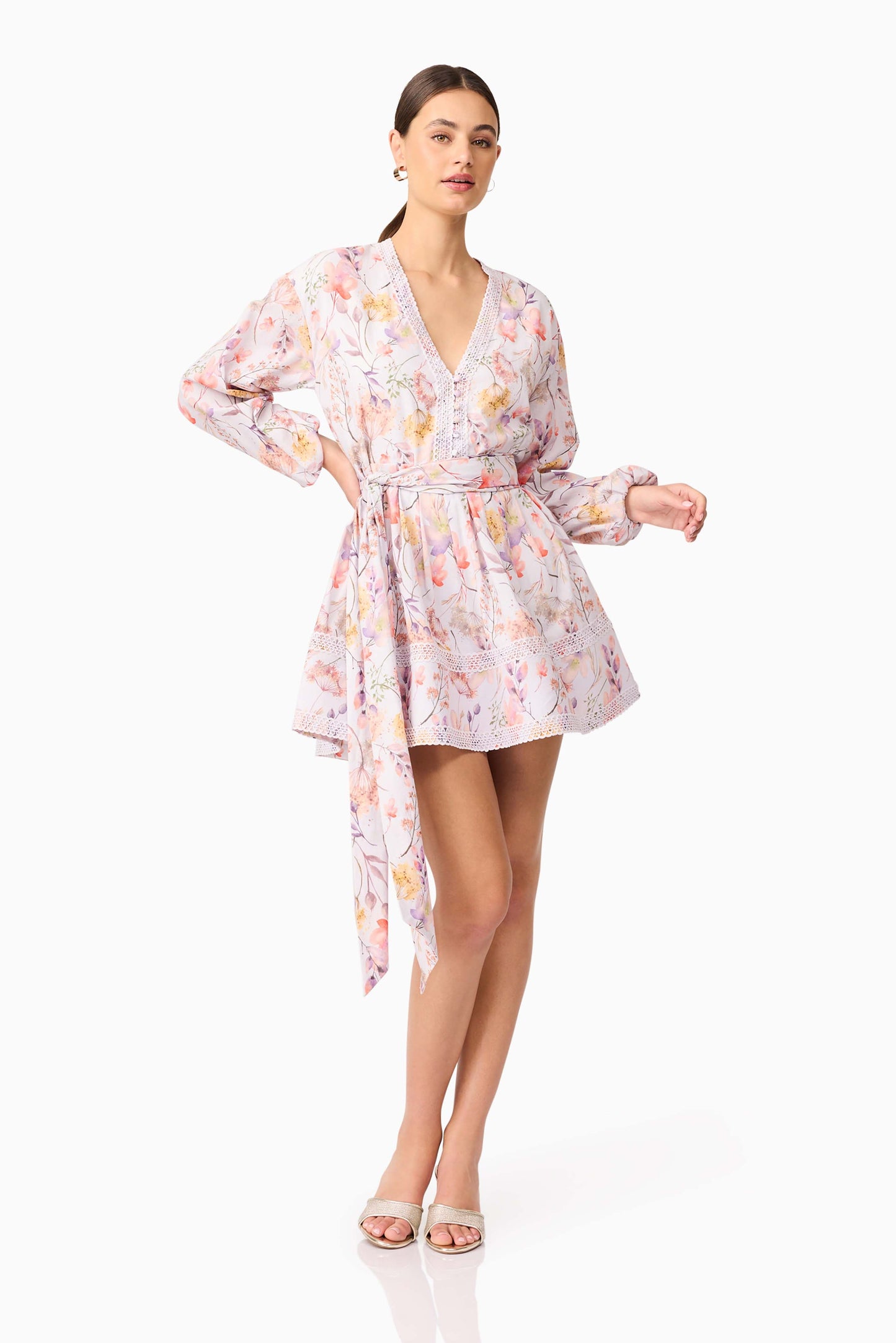 Elliatt - Ines Long Sleeve Mini Dress - Purple Floral