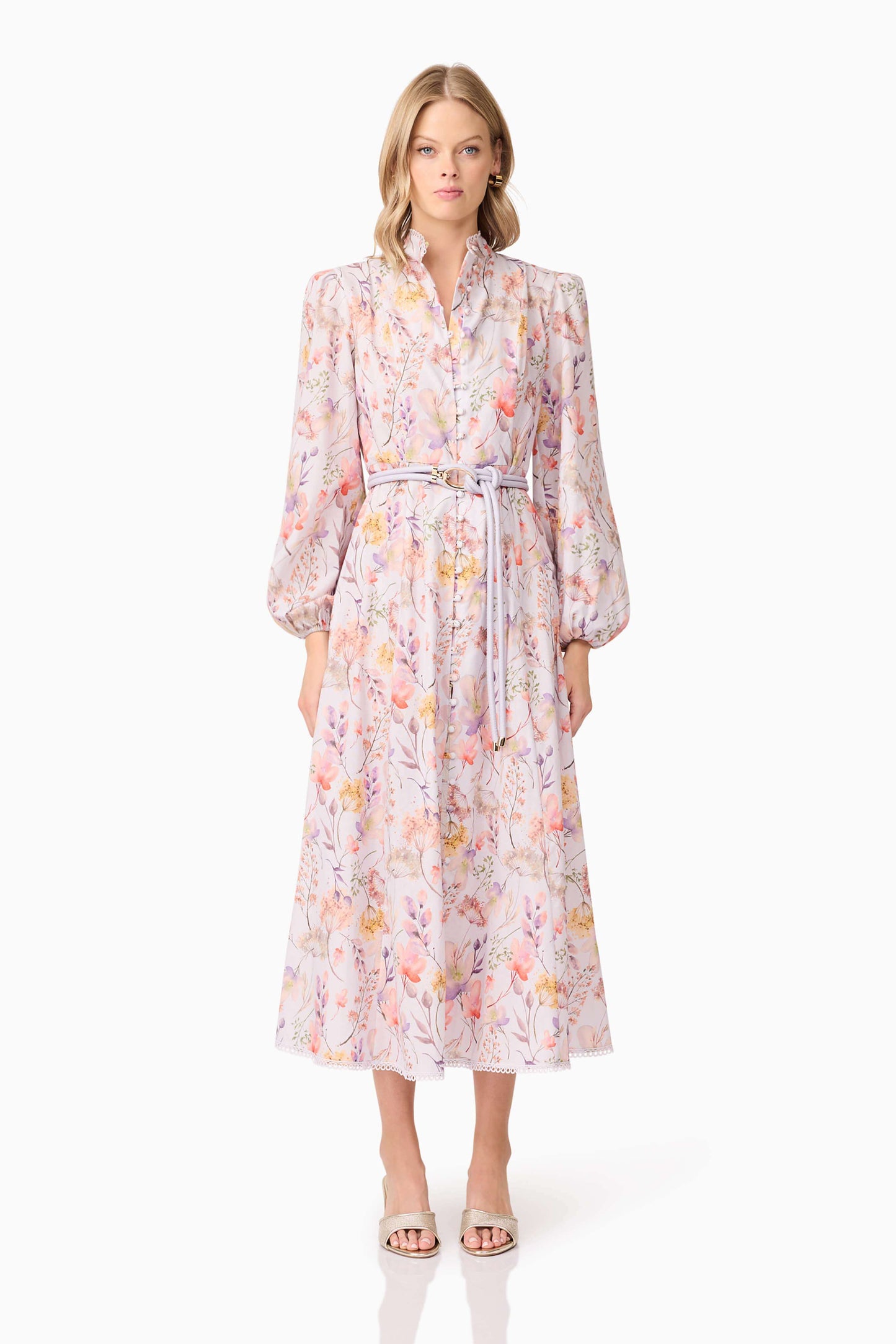 Elliatt - Ines Midi Shirt Dress - Purple Floral