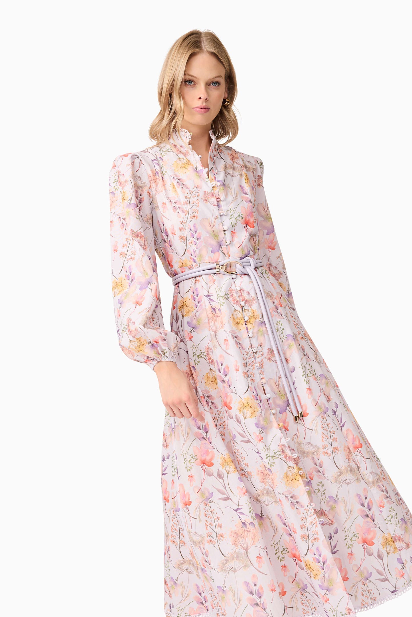 Elliatt - Ines Midi Shirt Dress - Purple Floral