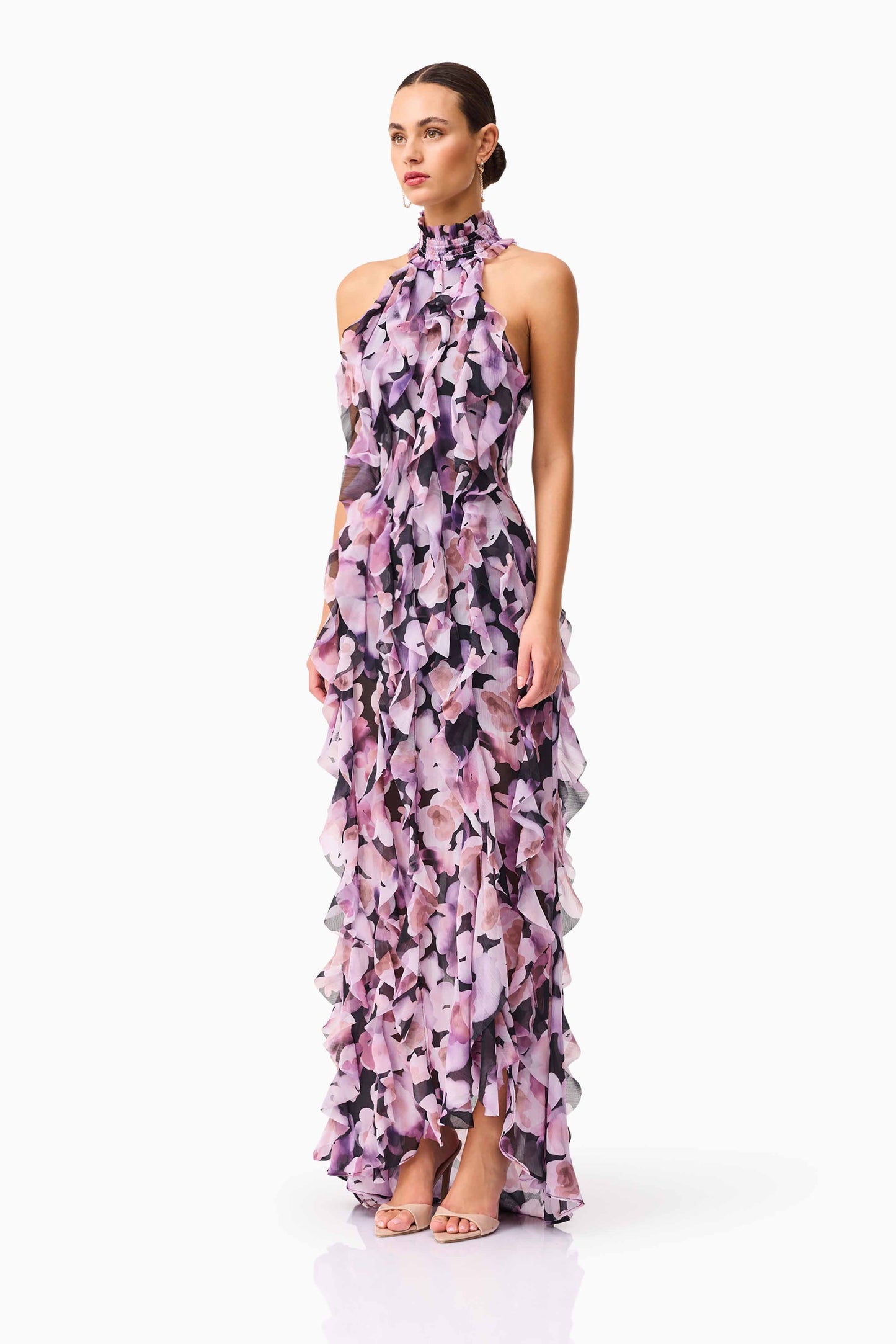 Elliatt - Solene Halter Gown - Black Lilac