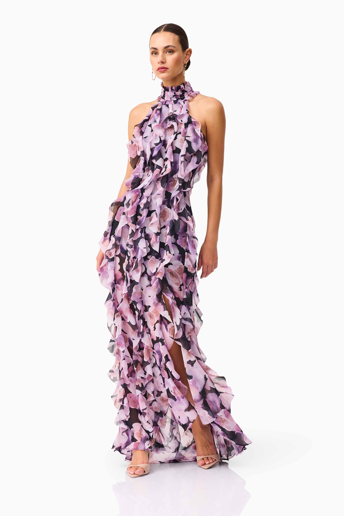 Elliatt - Solene Halter Gown - Black Lilac