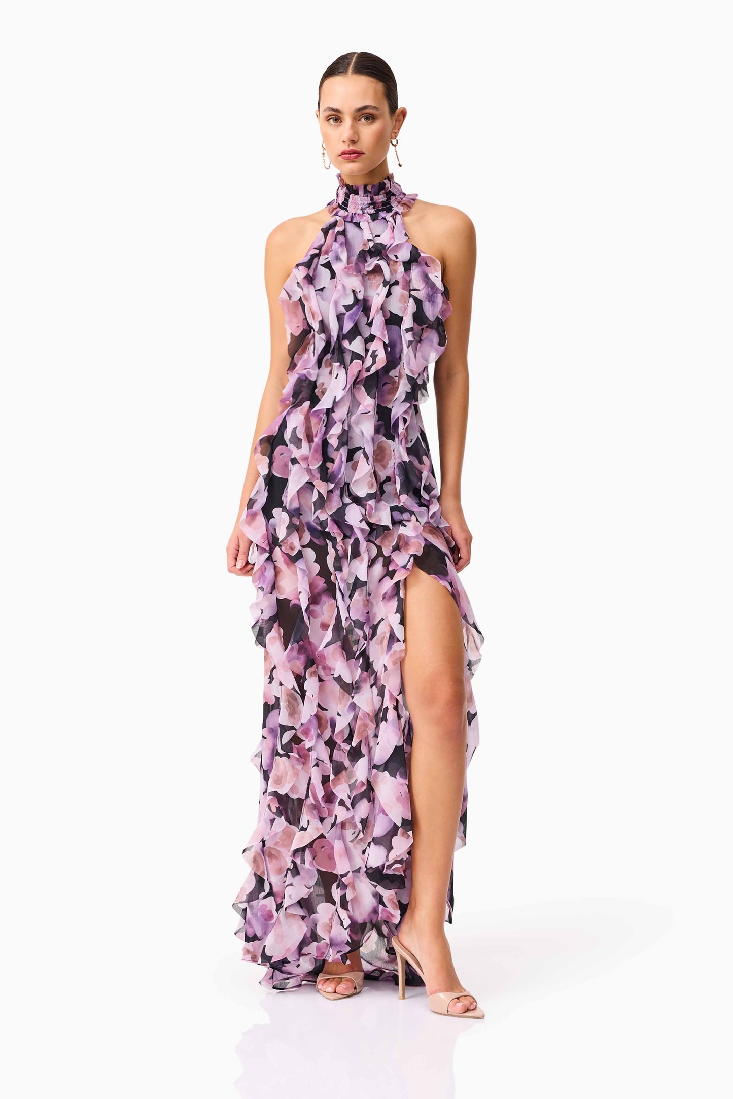 Elliatt - Solene Halter Gown - Black Lilac