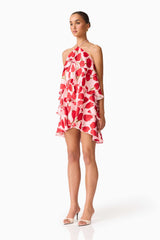 Elliatt - Melia Halter Mini Dress - Pink & Red Floral