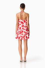 Elliatt - Melia Halter Mini Dress - Pink & Red Floral