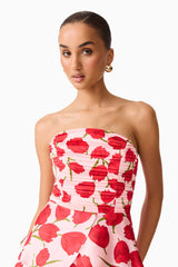 Elliatt - Melia Tiered Gown - Pink & Red Floral