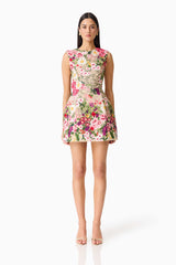 Elliatt - Flora Tulip Mini Dress - Pink & Green Floral