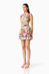 Elliatt - Flora Tulip Mini Dress - Pink & Green Floral